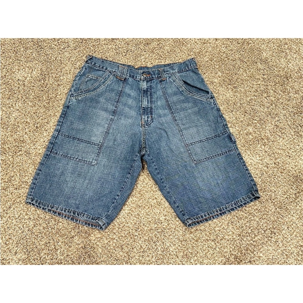 Kani Gold Mens Size 38 Blue Stone Wash Denim Jean Shorts Baggy Fit 90s Hip Hop